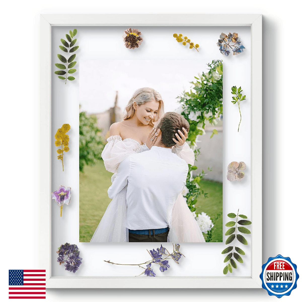 16x20 Floating Picture Frame - White Solid Wood Frame for Pressed Flower - Real - Image 1