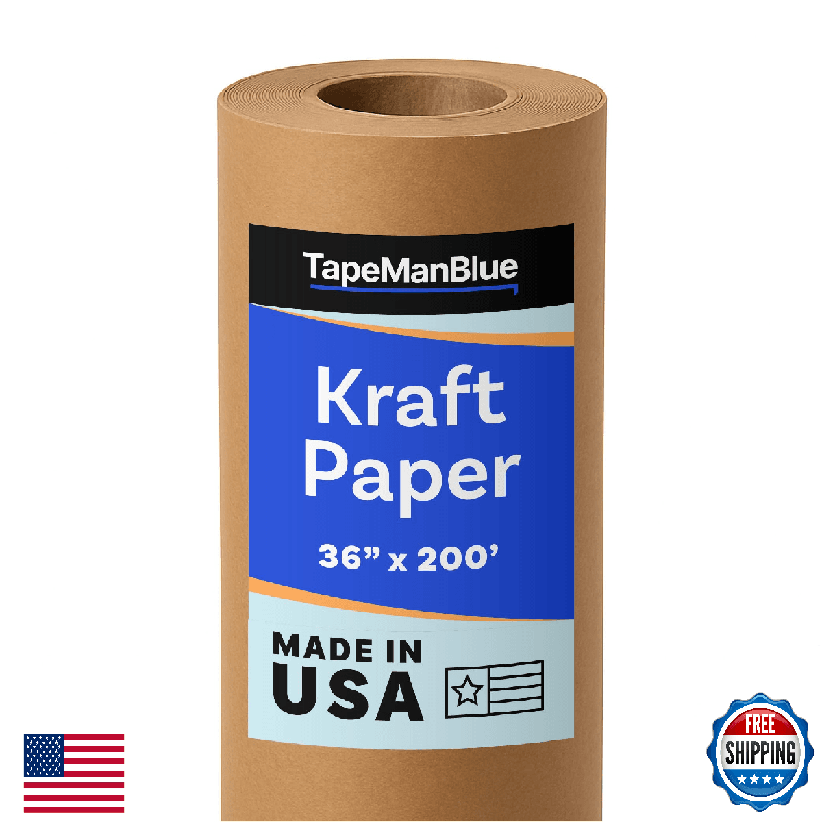 Kraft Paper Roll, 36" x 2400" (200'), Made in USA, 30 lb. Roll of Brown Paper fo - Image 1