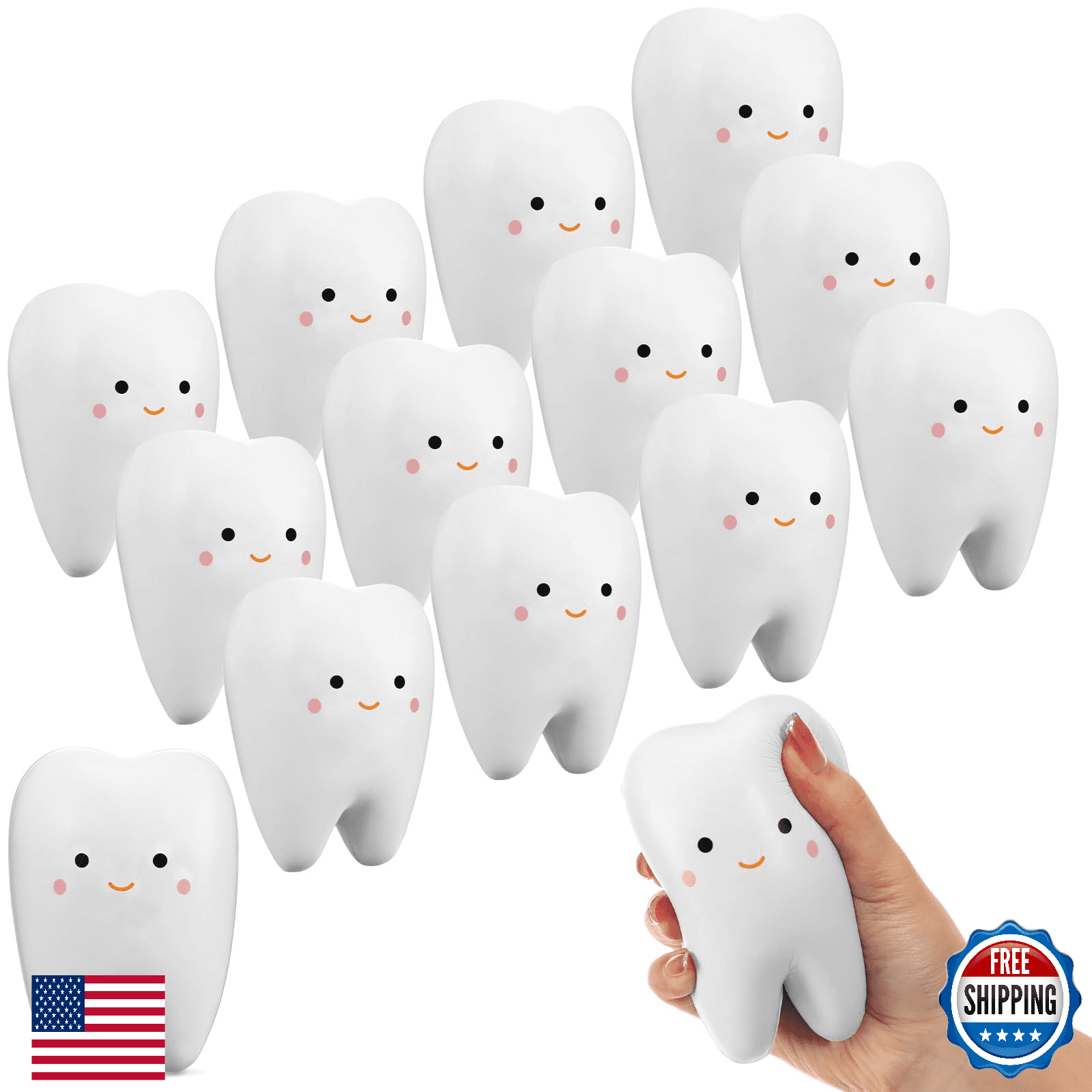 Shappy 12 Pcs Teeth Jumbo Kawaii Slow Rising Squeeze Stress Relief Toy Dentist G - Image 1