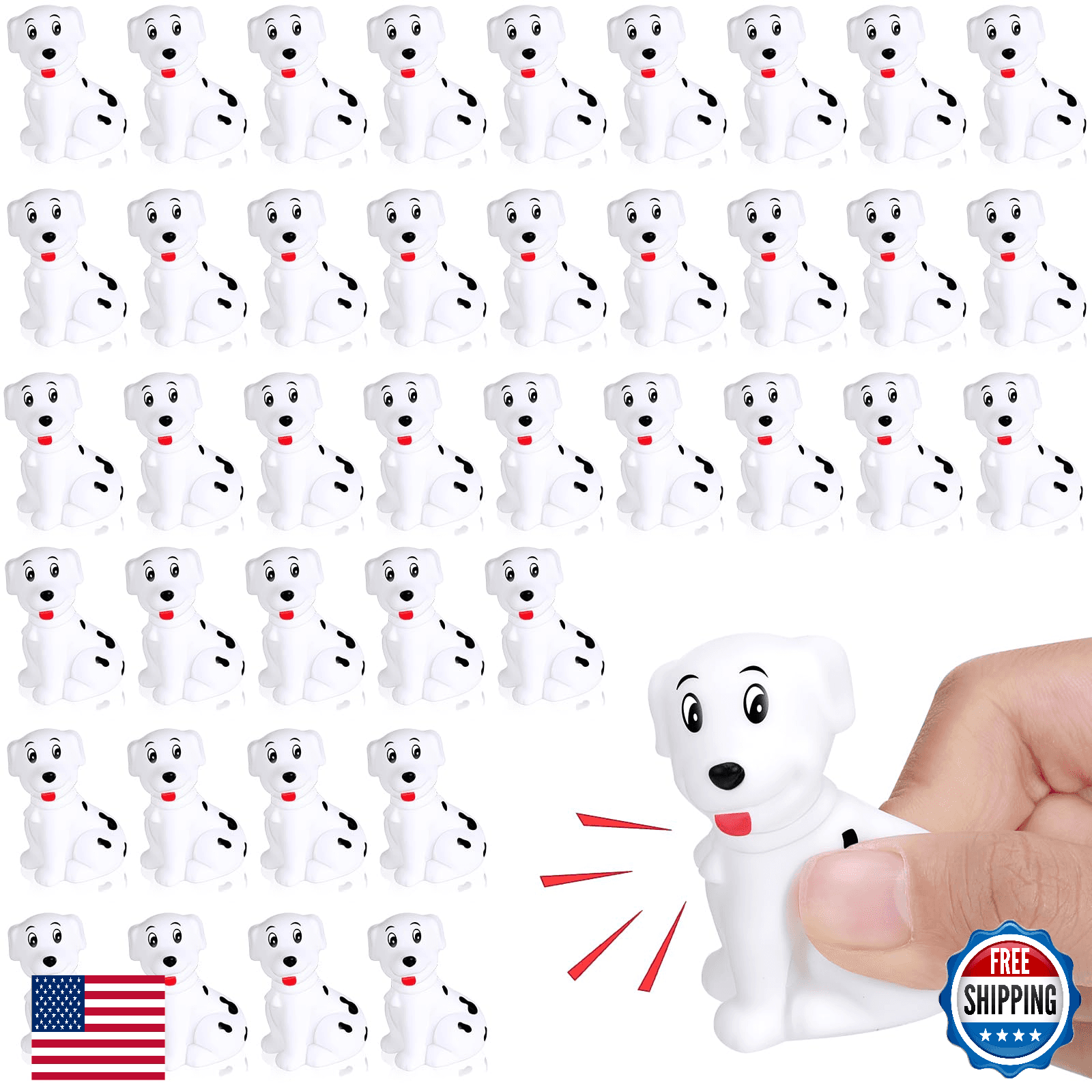 Poen 100 Pcs Rubber Dalmatian Dog Bath Toys Bulk Mini Dalmatian Figures Float Sq - Image 1