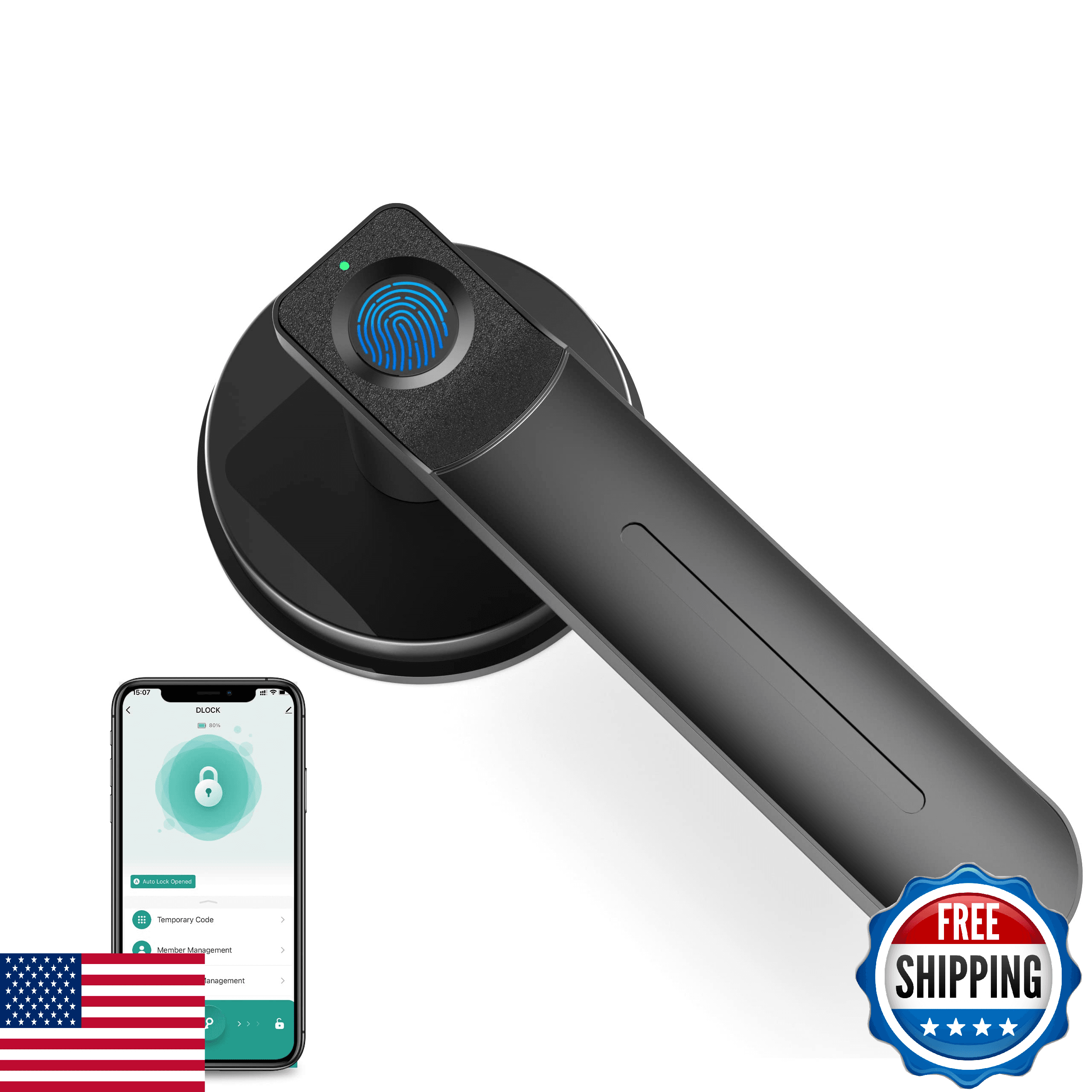 Foxgard Smart Biometric Door Lock, APP Control Fingerprint Knob, Remote - Image 1