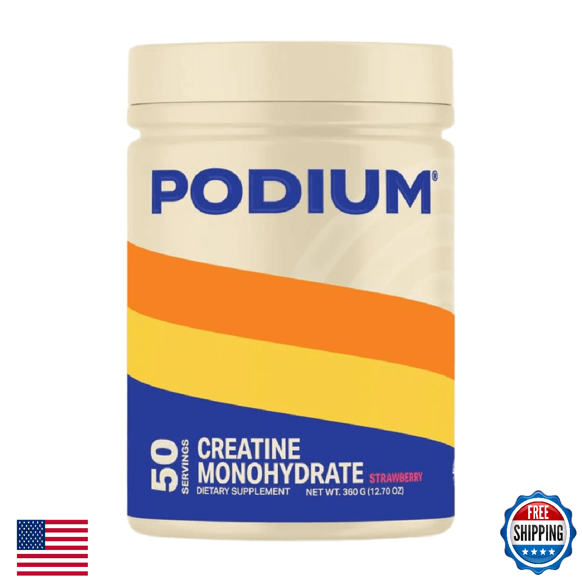 Podium Nutrition, Solos | Creatine Monohydrate, 50 Servings, Strawberry, Boost A - Image 1
