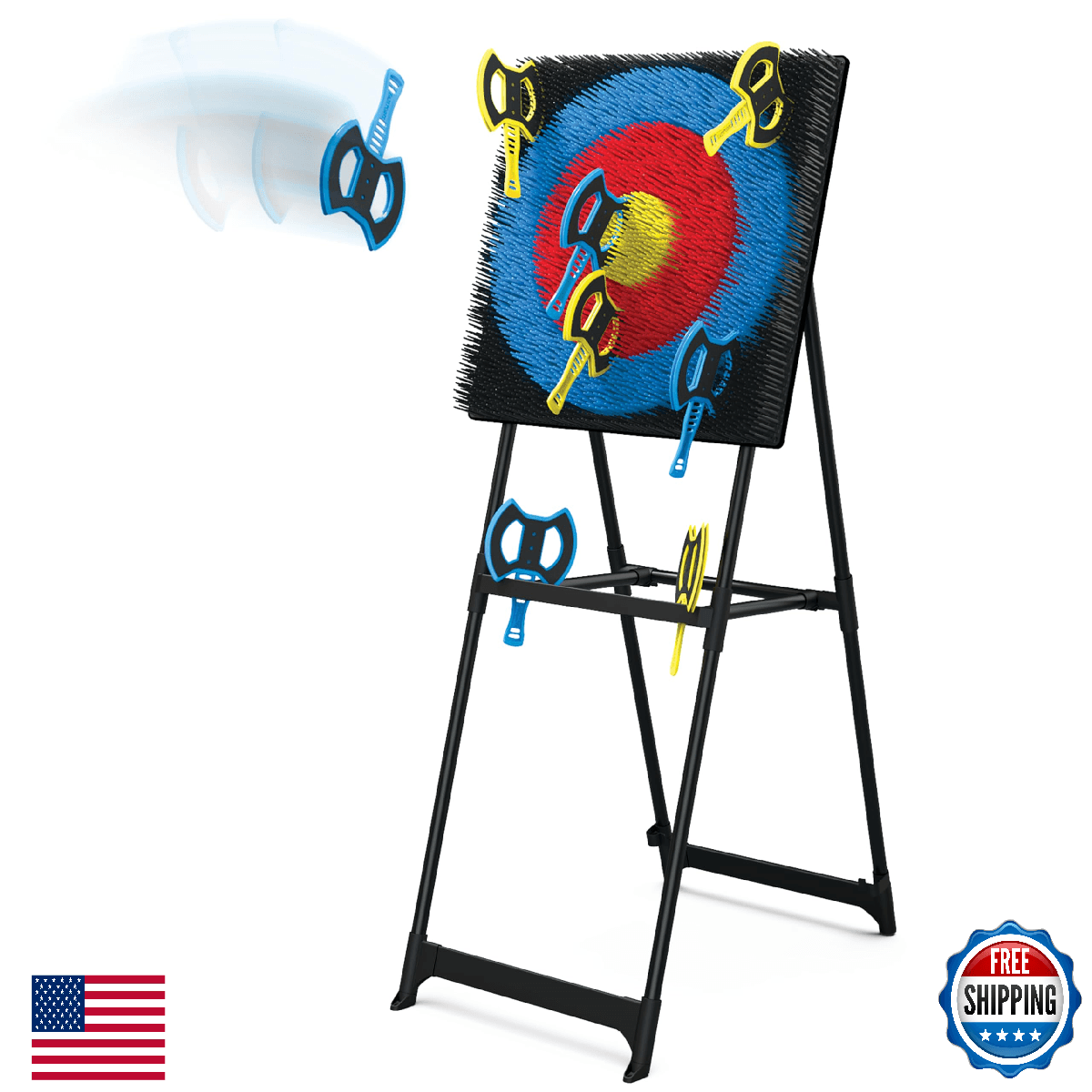 EastPoint 5ft Axe Throwing Game Set - 8 Foam Axes, Bristle Target Outdoor Fun - Image 1