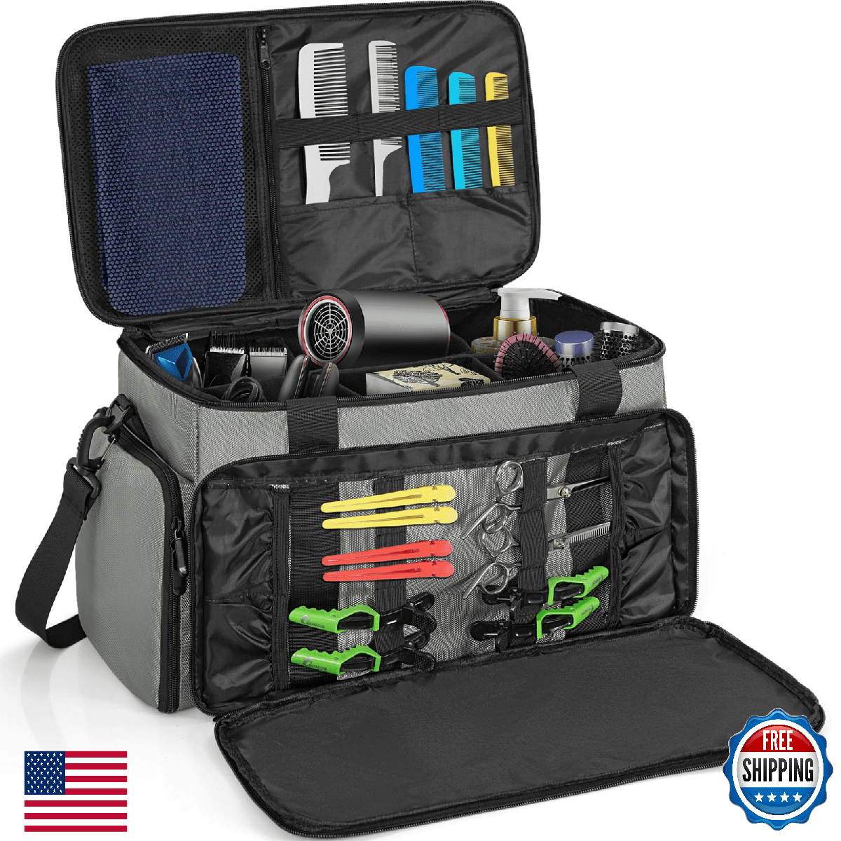 TORIBIO Large Capacity Hairdresser Bag with Adjustable Dividers, Barber Carrying - Image 1