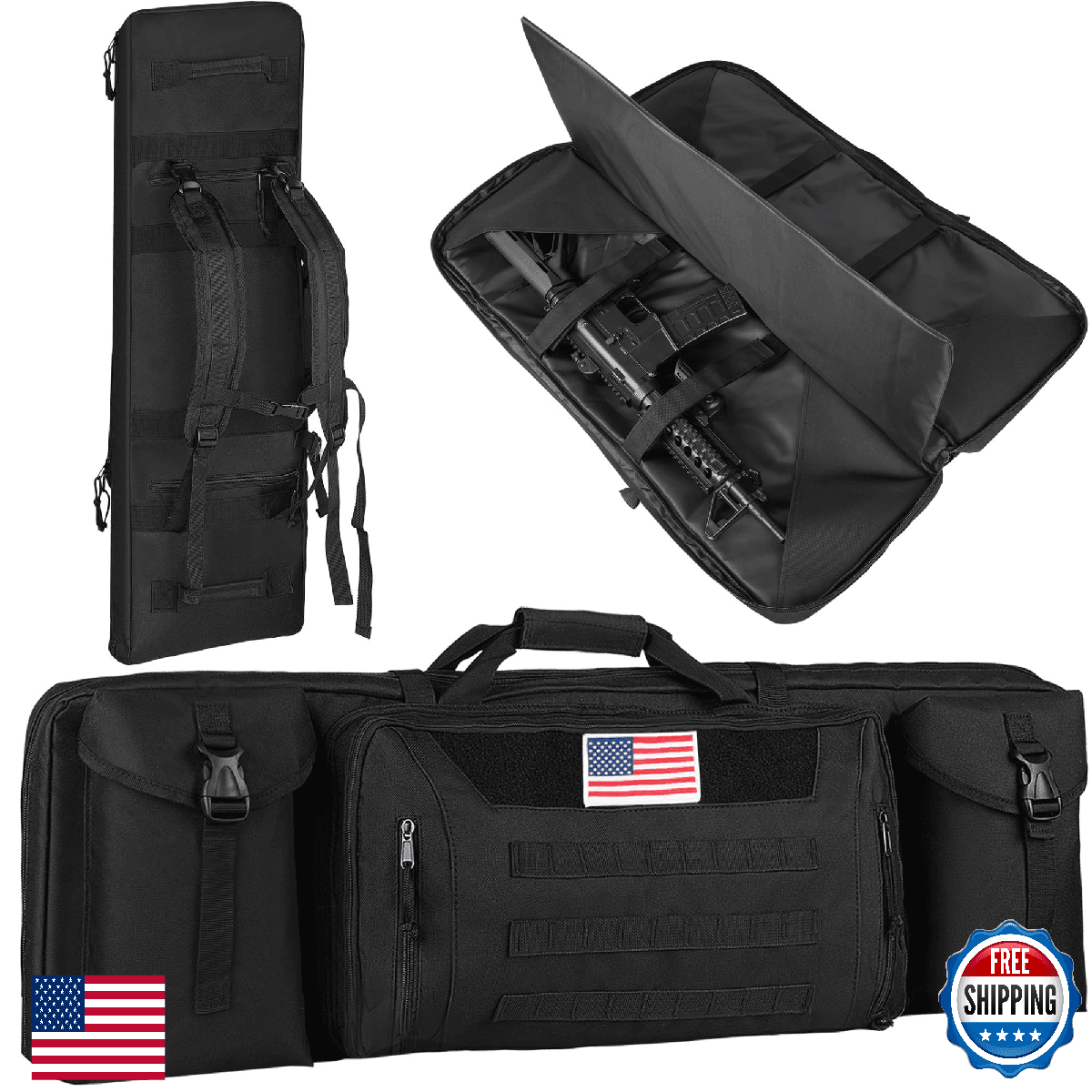 Espmotic Tactical 36in Soft Double Rifle Bag Long Gun Backpack Gun Case Lockable - Image 1