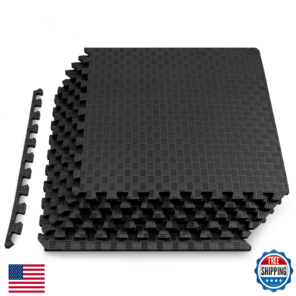 ProsourceFit Exercise Puzzle Mat ½" Checkered EVA Foam Floor Tiles Non-Slip - Image 1