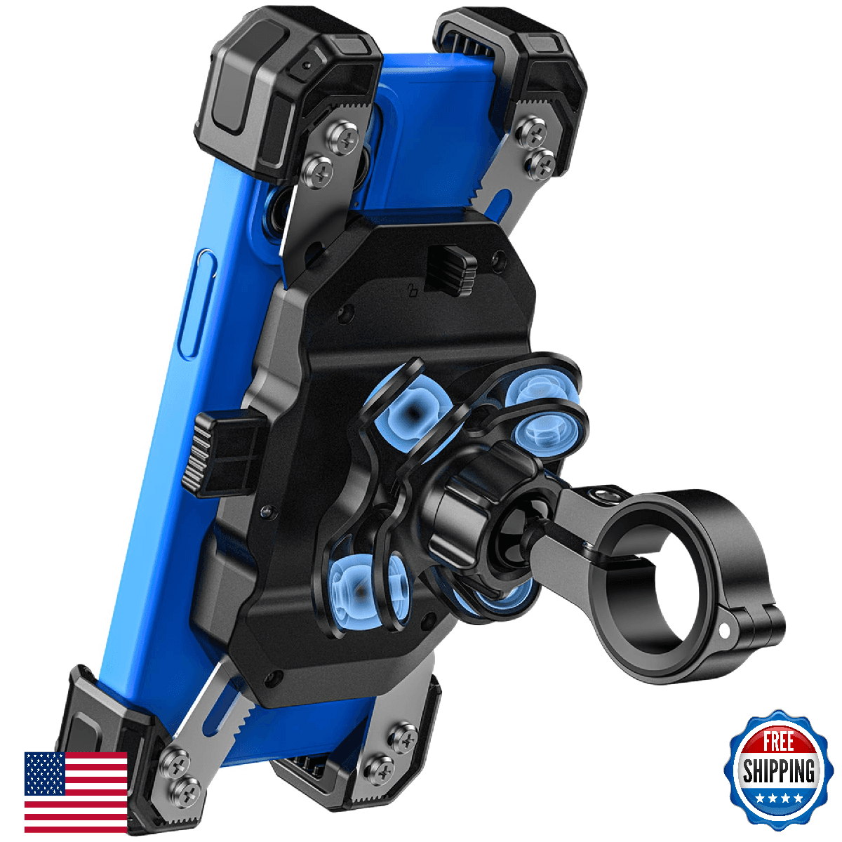 VAZESWIN Motorcycle Phone Mount w/ Vibration Dampener 1s Lock Bike Holder - Image 1