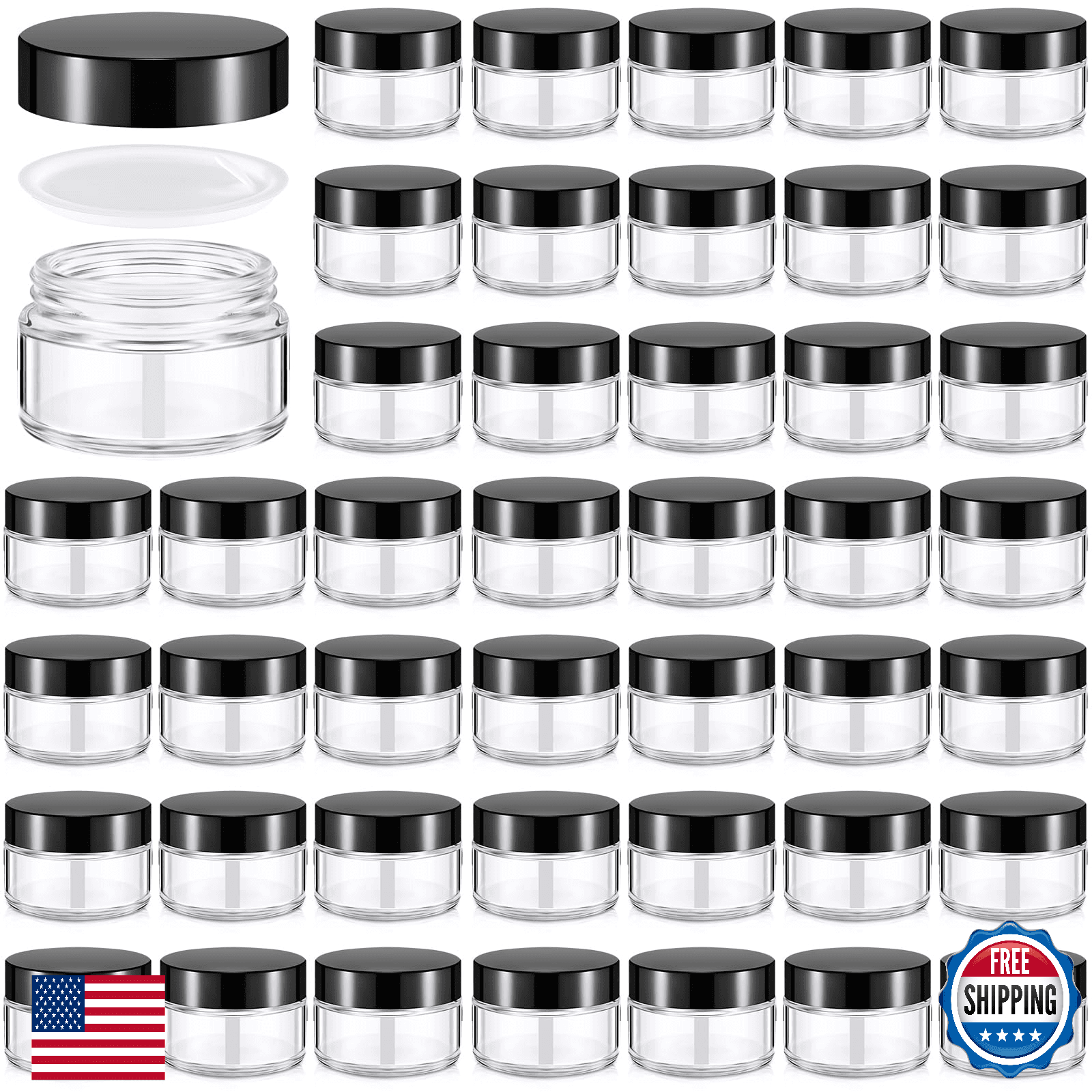 Domensi 60-Pack 1oz Glass Jars with Lids, Bulk Salve Tins, Cream Containers - Image 1