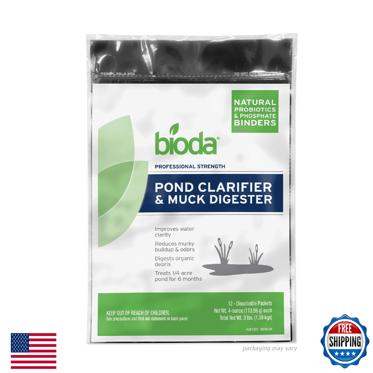Bioda Pond Clarifier & Muck Cleaner, Keeps Ponds Clear, Treats 1/4 Acre - 6 Mo - Image 1