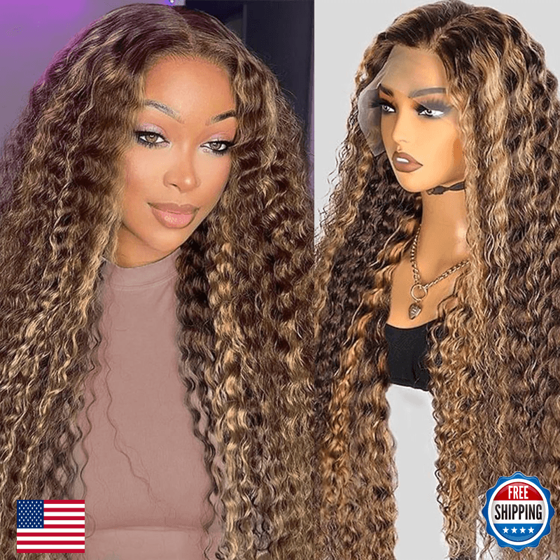 Belaved 4P27 Lace Front Wigs Human Hair Brown To Strawberry Blonde Deep Wave - Image 1