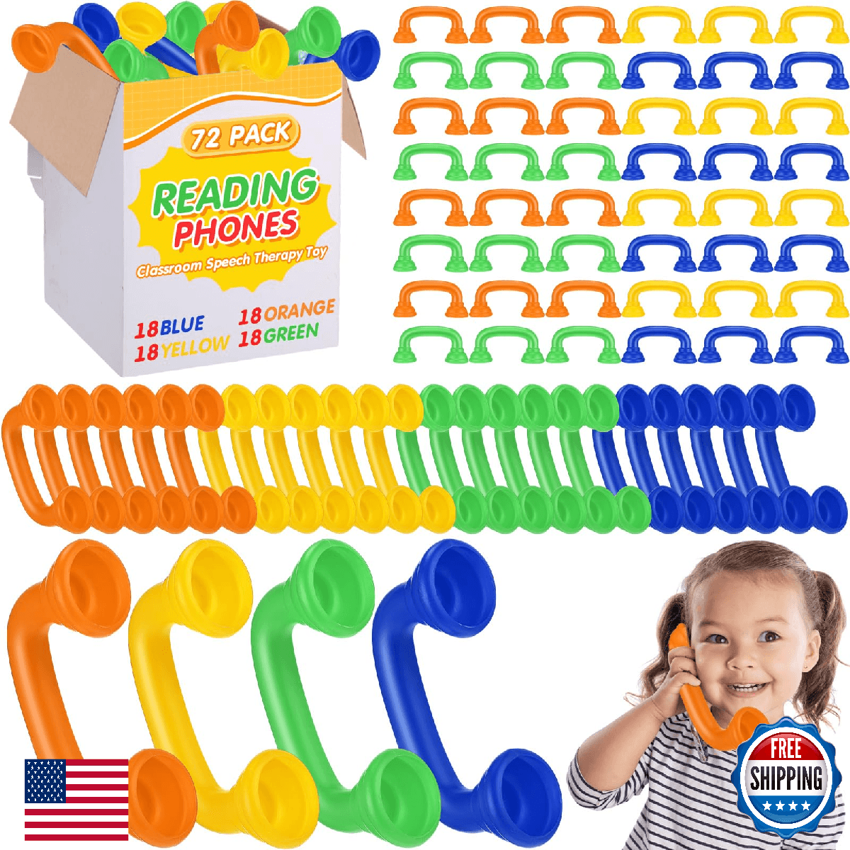 Shappy 72 Pack Classroom Reading Phones Auditory Feedback Phone Manipulatives - Image 1