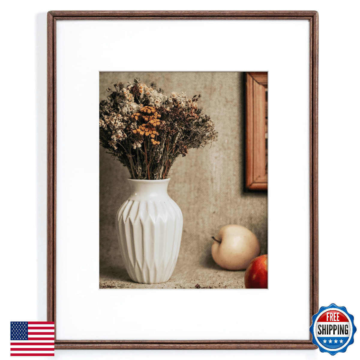 16X20 Picture Frame, Natural Solid Walnut Wood Photo Frame with High Tempered Gl - Image 1