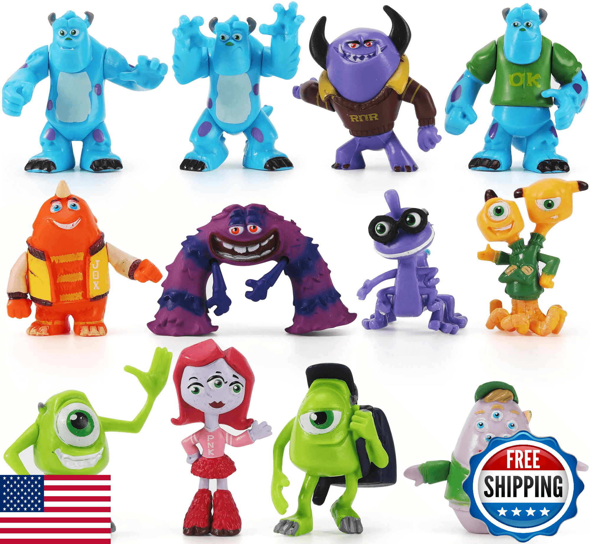 12Pcs Monsters Cake Toppers Set Figures Toys Cupcake Decorations Party Favor - Image 1