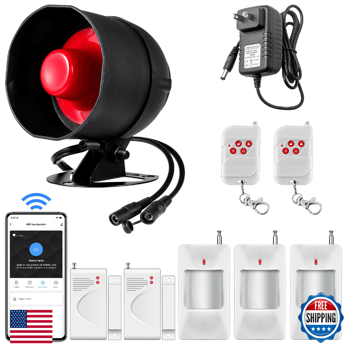 WiFi Home Security Alarm System Wireless 120dB Siren Motion Sensor Tuya App - Image 1