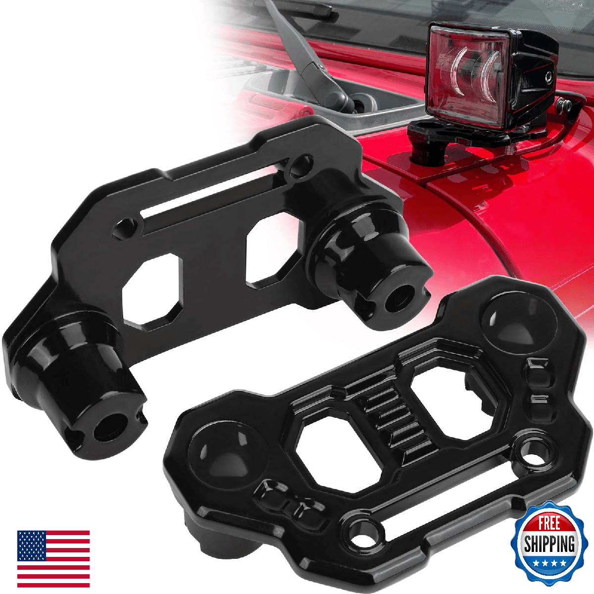 KARSAM Wrangler JL Light Bar Hood Mounting Brackets, Gladiator JT Ditch Light Co - Image 1