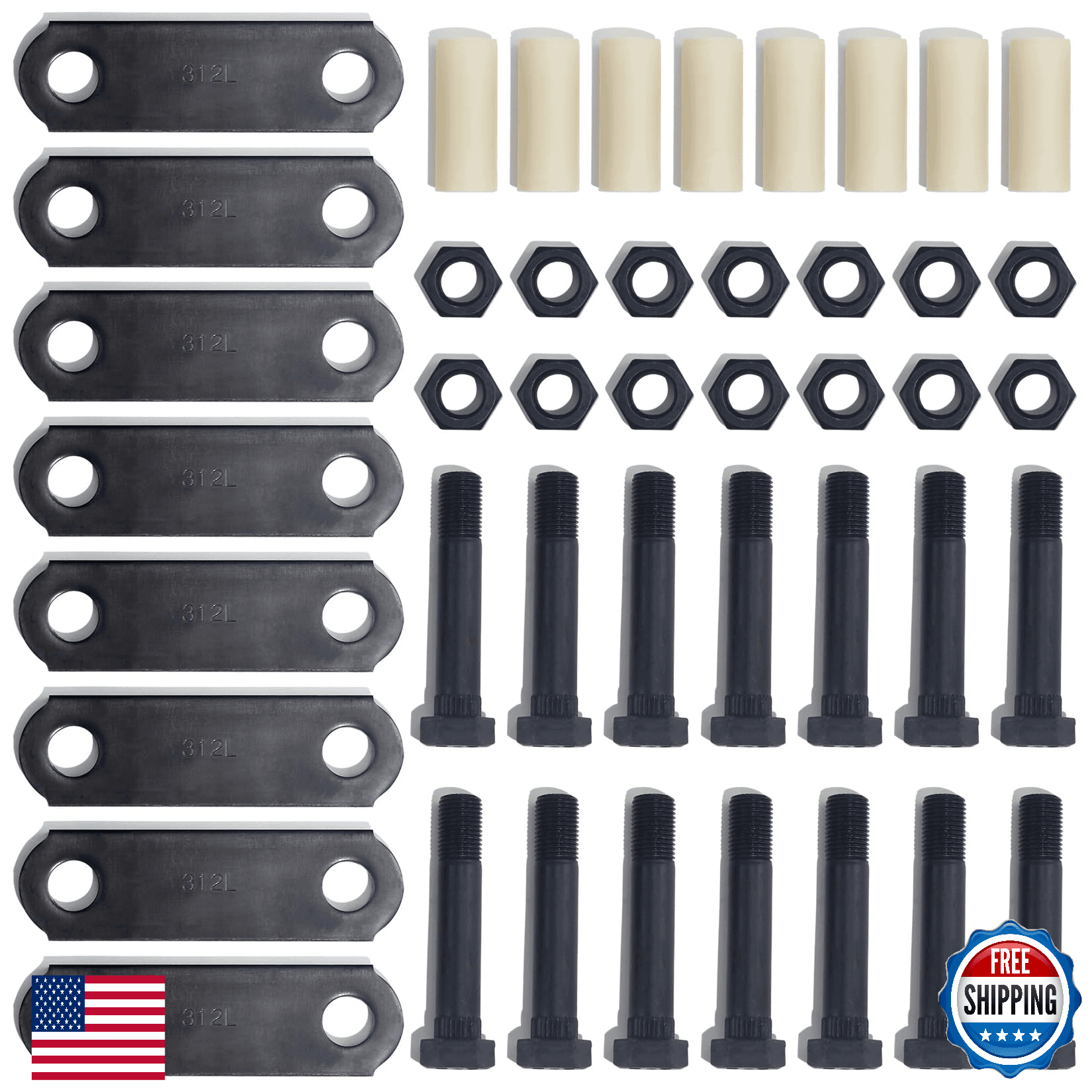 GREPSPUD Trailer Axle Shackle Bolt Kit 3-1/8" Tandem Axle Shackles for Double Ey - Image 1