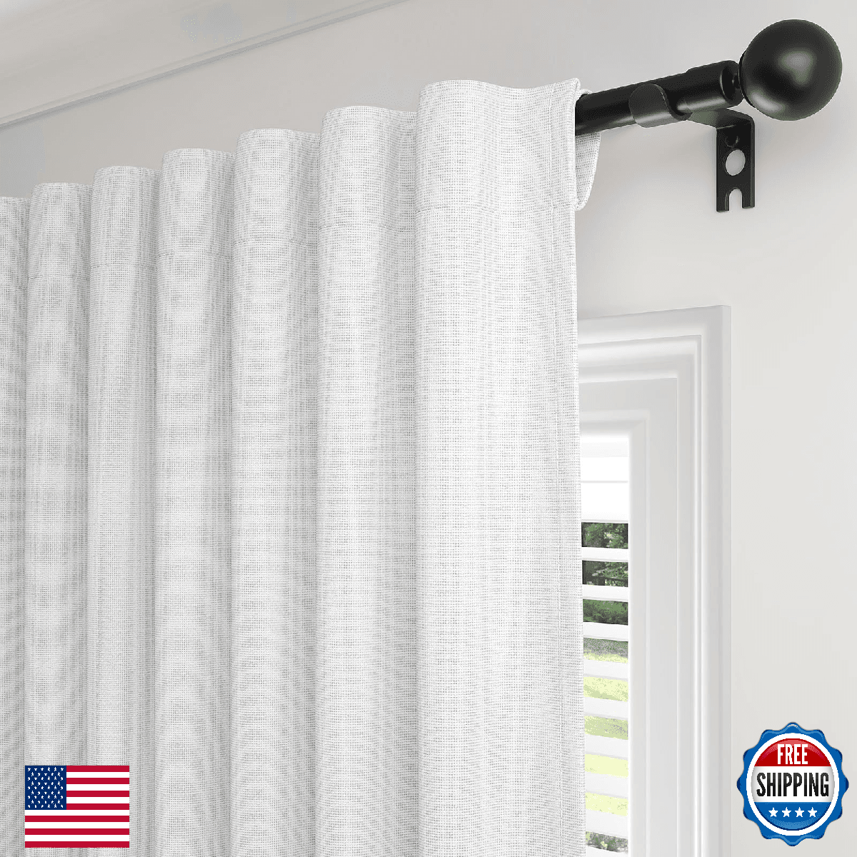 Rinwoc 100% Blackout Curtains for Bedroom 90 inch Length 2 Panels Set, Farmhouse - Image 1