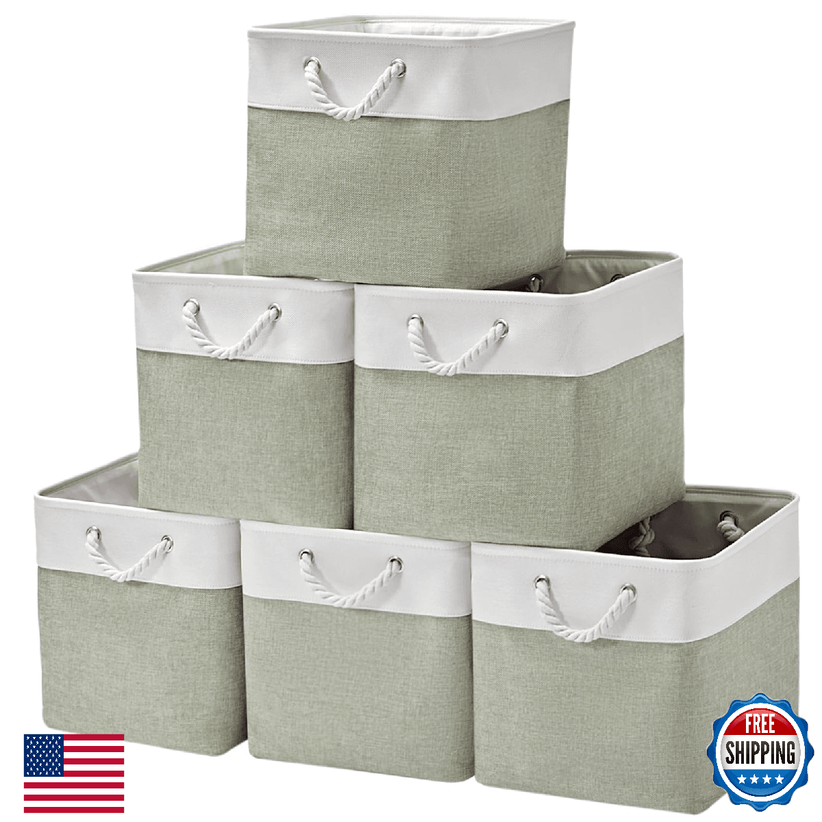 ISEMINGLA 13" Storage Cubes 6-Pack Collapsible Fabric Bins w/ Handles - Image 1