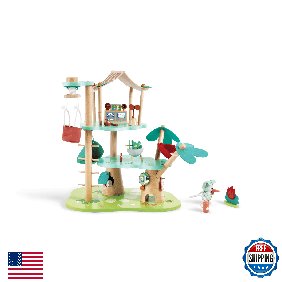 Hape Kiki's Treehouse Headquarters Dollhouse Toy - Koala & Sugar Glider - Image 1