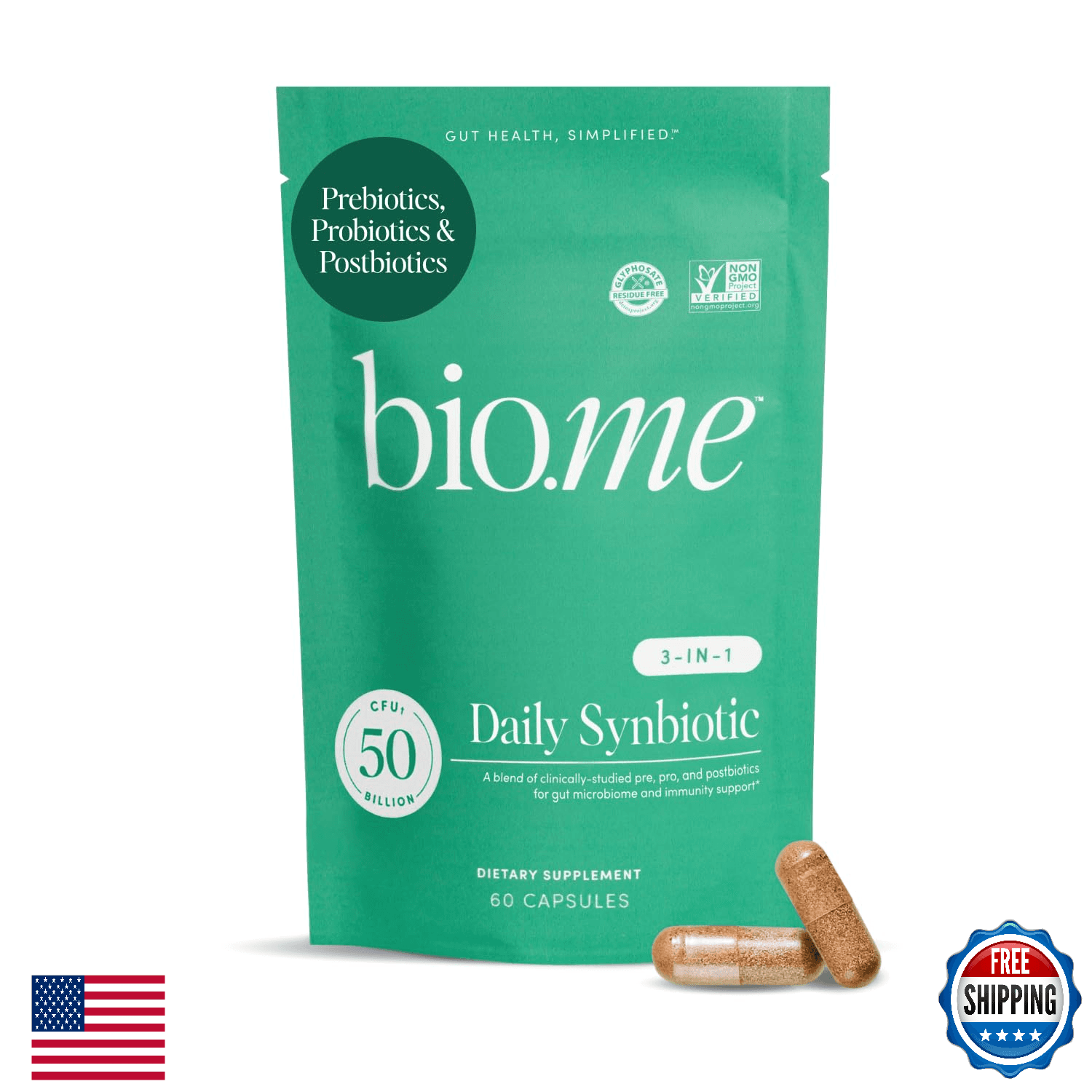 Synbiotic 3-in-1 Pre/Pro/Postbiotics for Digestive, Gut, Immune, Bloating Relief - Image 1