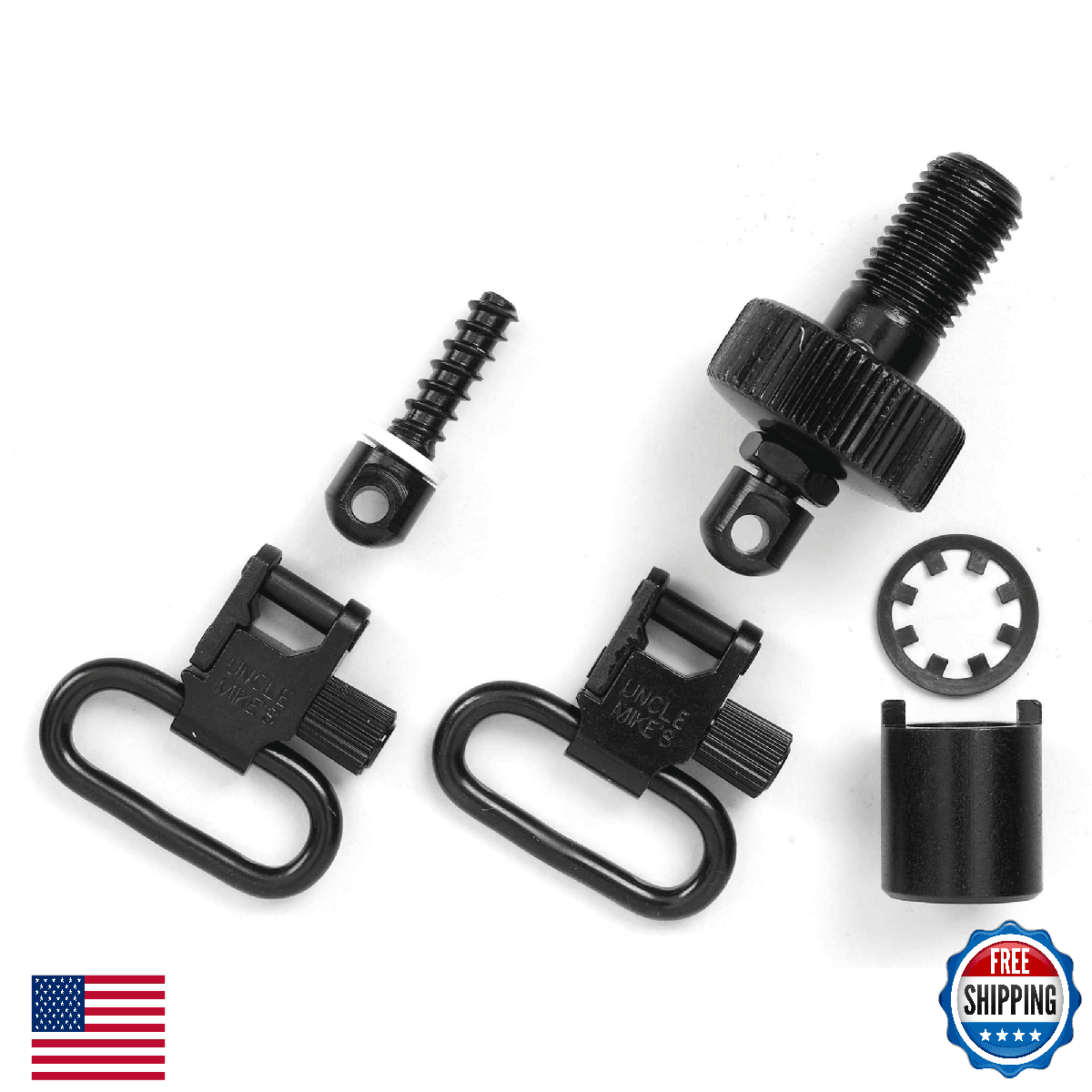 Uncle Mike's Quick Detach Moss 500 Bolt Set Sling Swivels Blued 1-Inch Black - Image 1