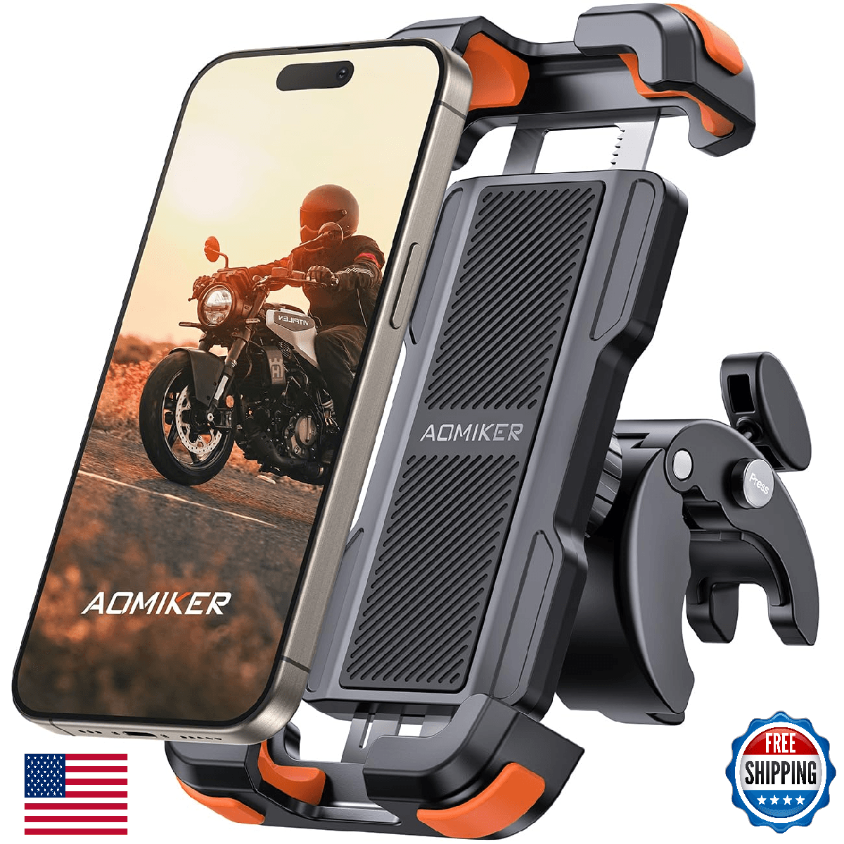 Aomiker 2024 Quick Release Bike Motorcycle Phone Holder Mount Handlebar Clamp - Image 1