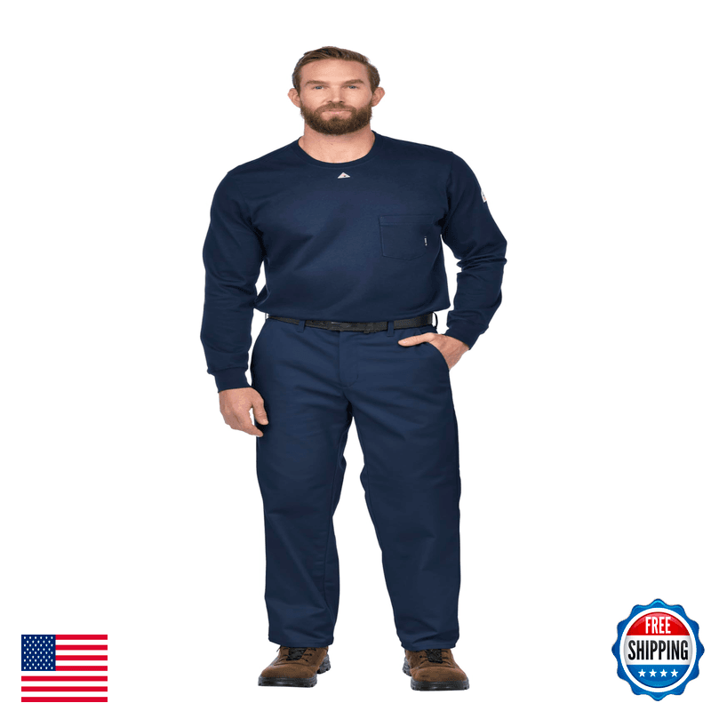 Bulwark Fr Bulwark Mens Flame Resistant 9 Oz Twill Cotton Work Pant Navy 32W X - Image 1