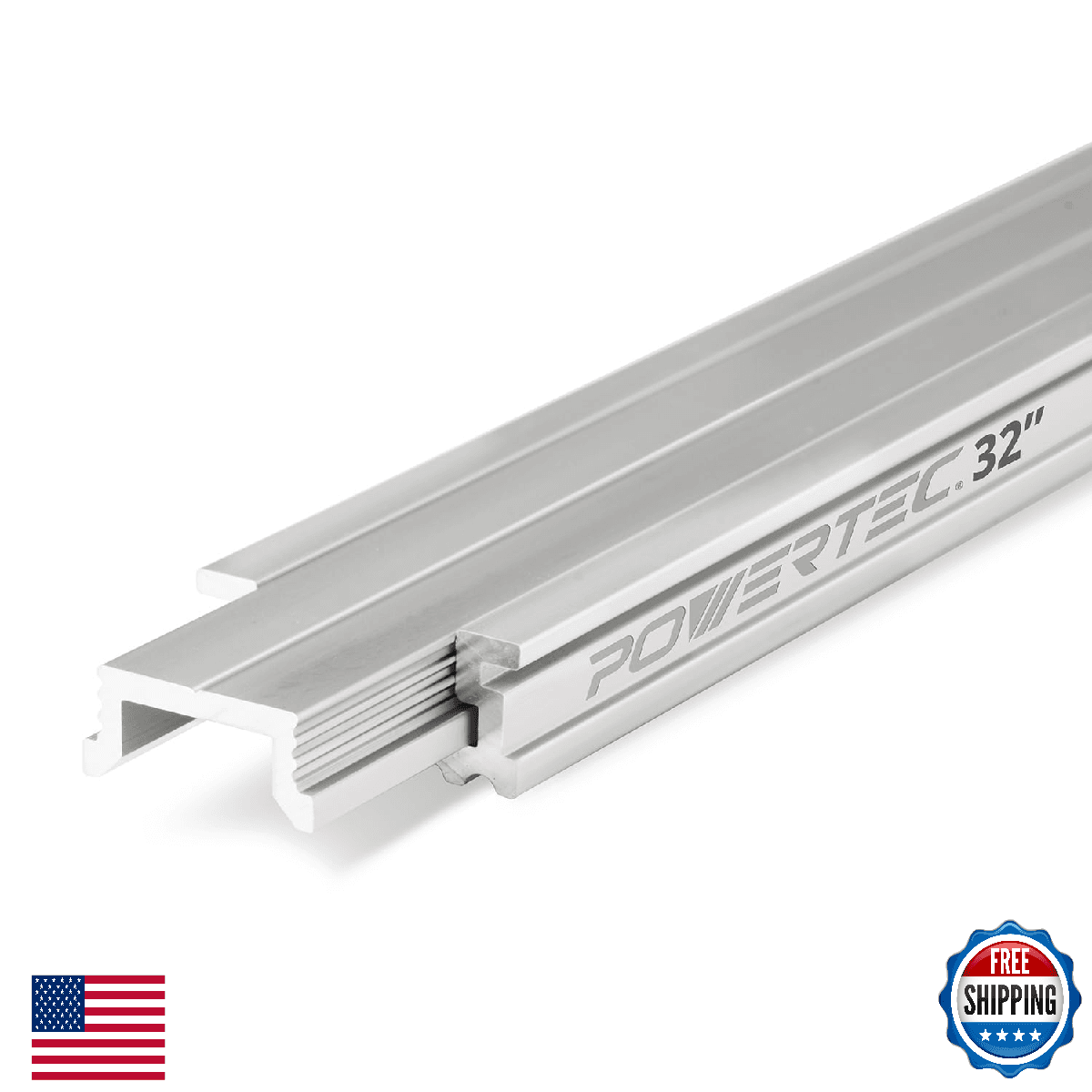 POWERTEC 32-Inch Aluminum Miter T-Track and T-Bar Set, 1 Set, For Benchtop Table - Image 1