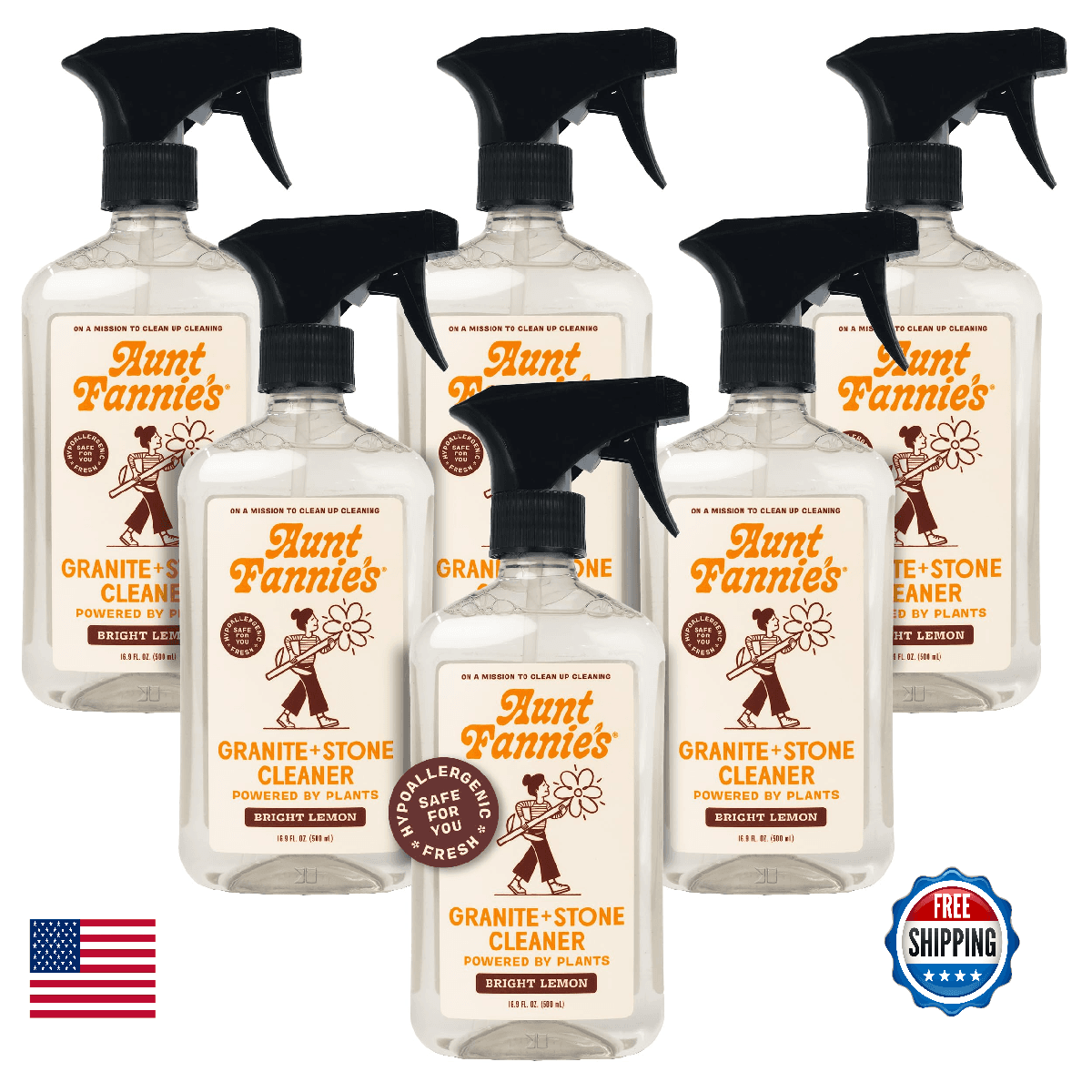 Aunt Fannie's Granite and Stone Cleaner, Plant Based Daily Countertop Spray for - Image 1