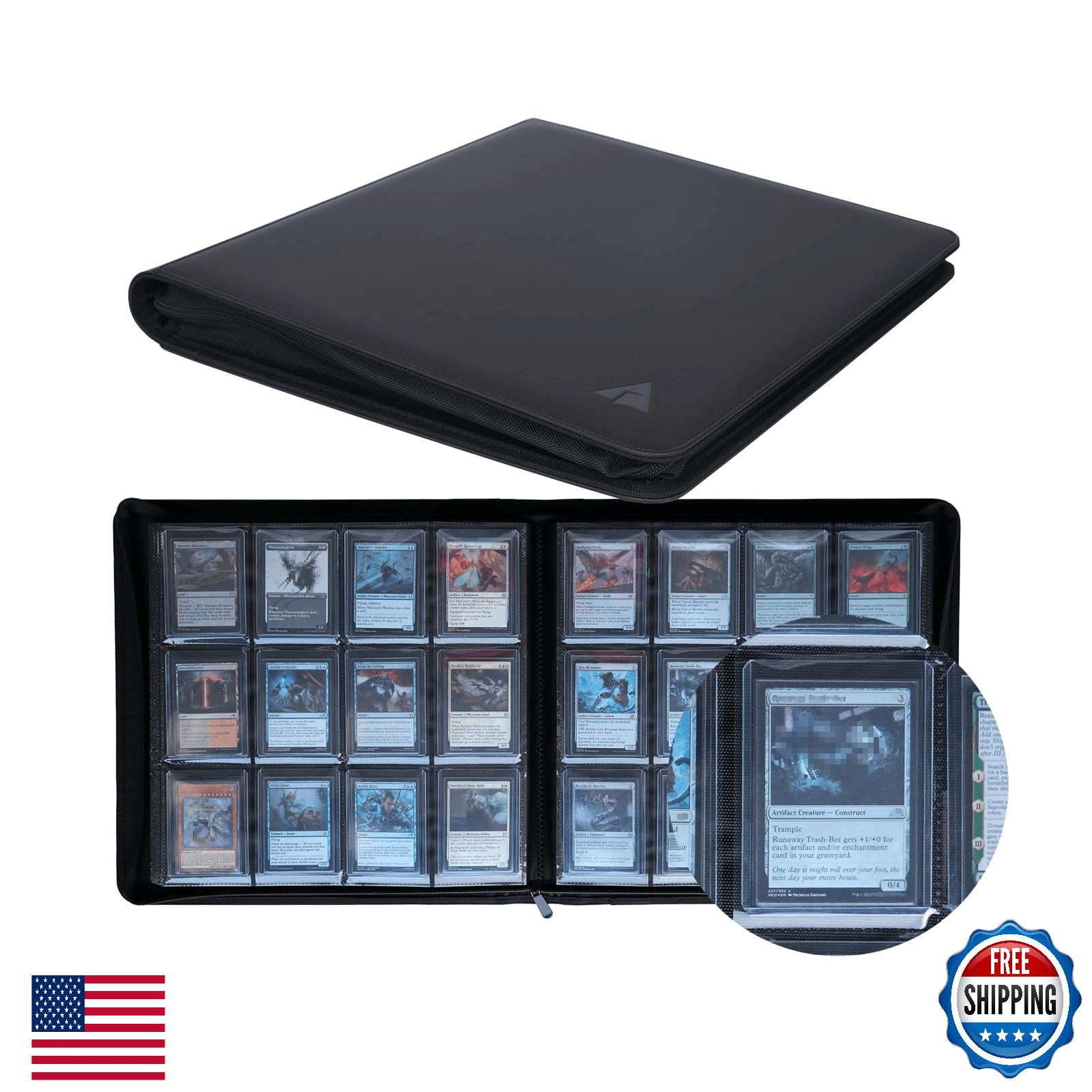 Rayvol 12-Pocket Top loader Binder Holds 432 Top loaders Card Storage Case 400+ - Image 1