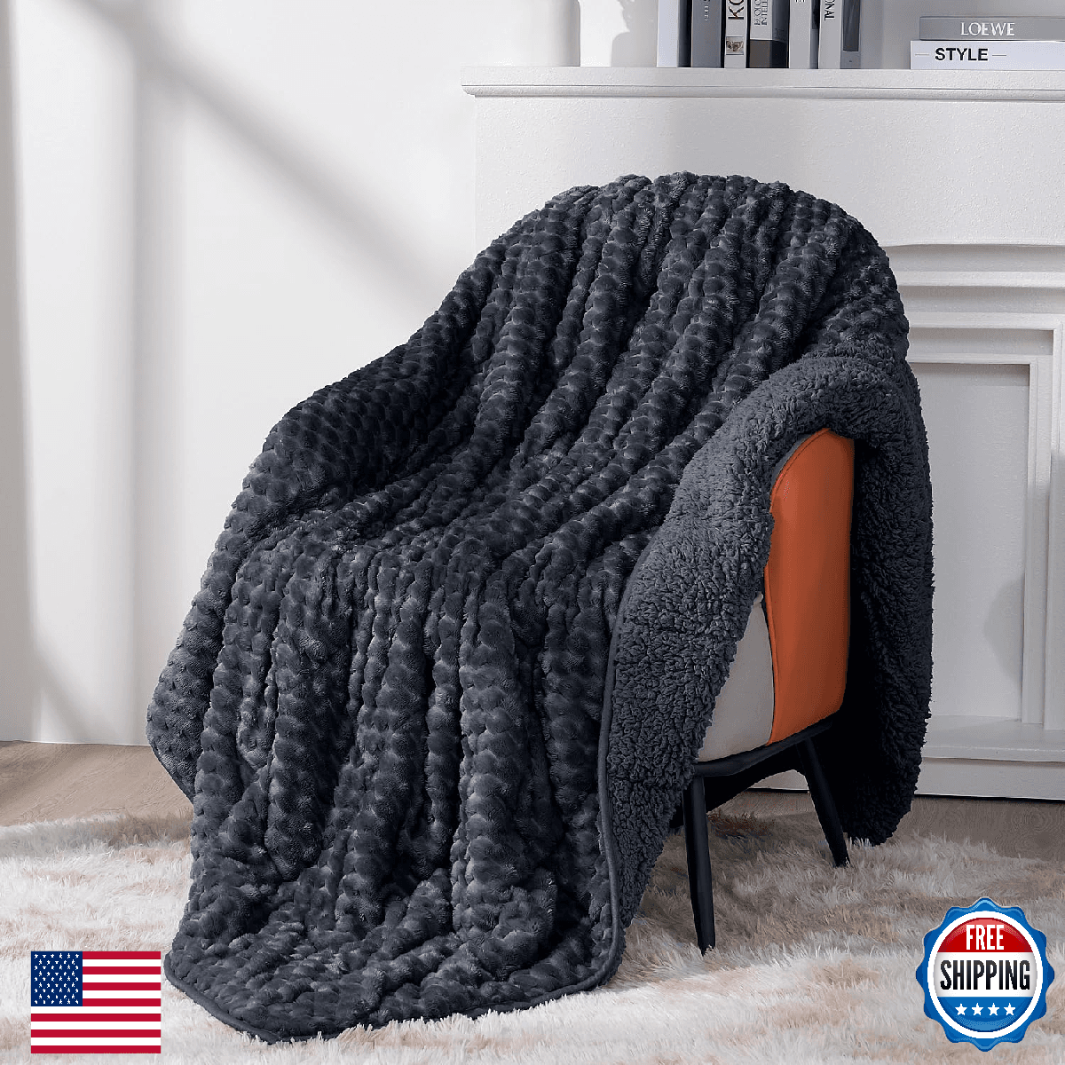 Topblan Weighted Blanket Adult, 48"x72" 15lbs, Soft Sherpa Twin, Stress Relief - Image 1