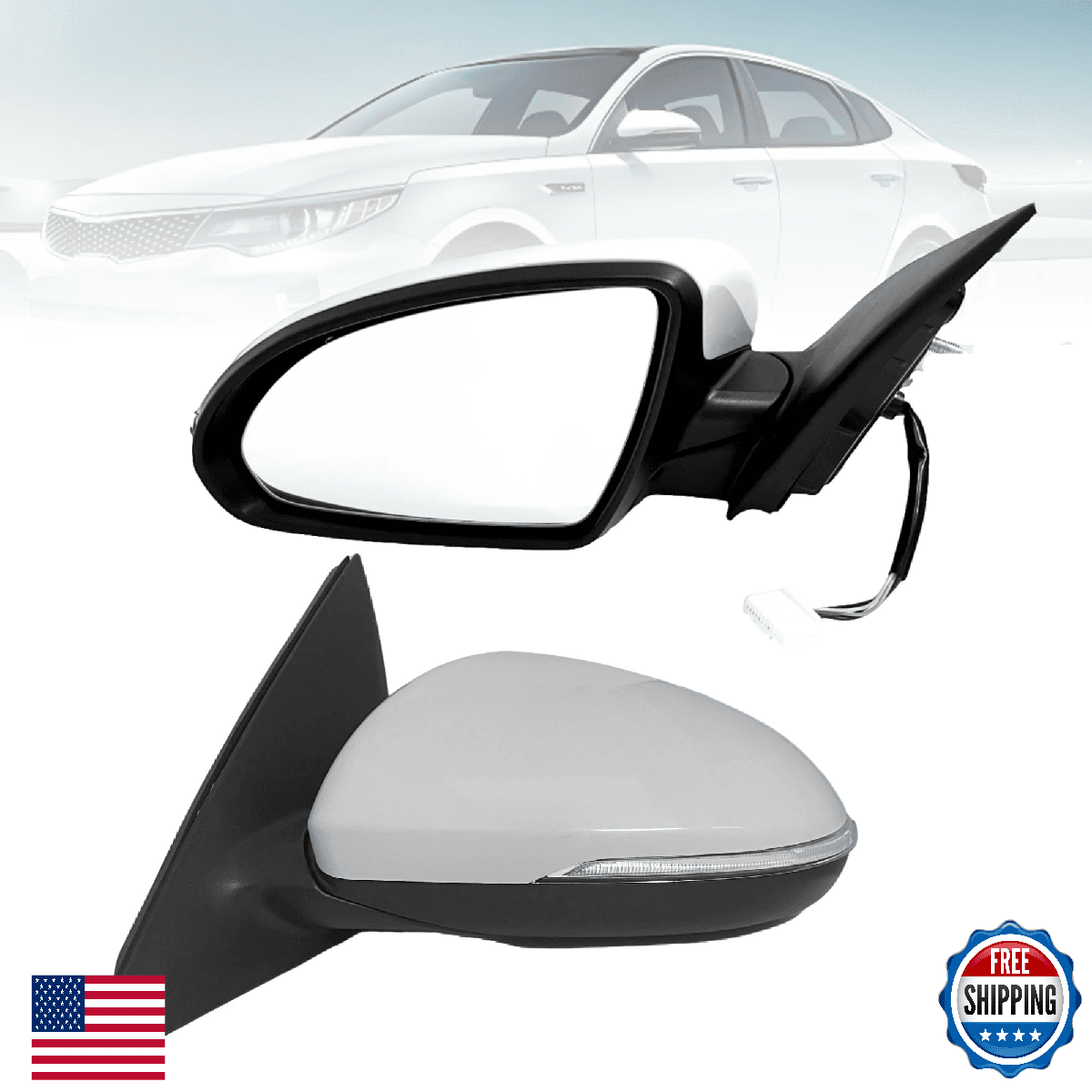 Kia Optima 2016-2018 Left Driver Side Mirror w/Signal Light Power Glass - Image 1