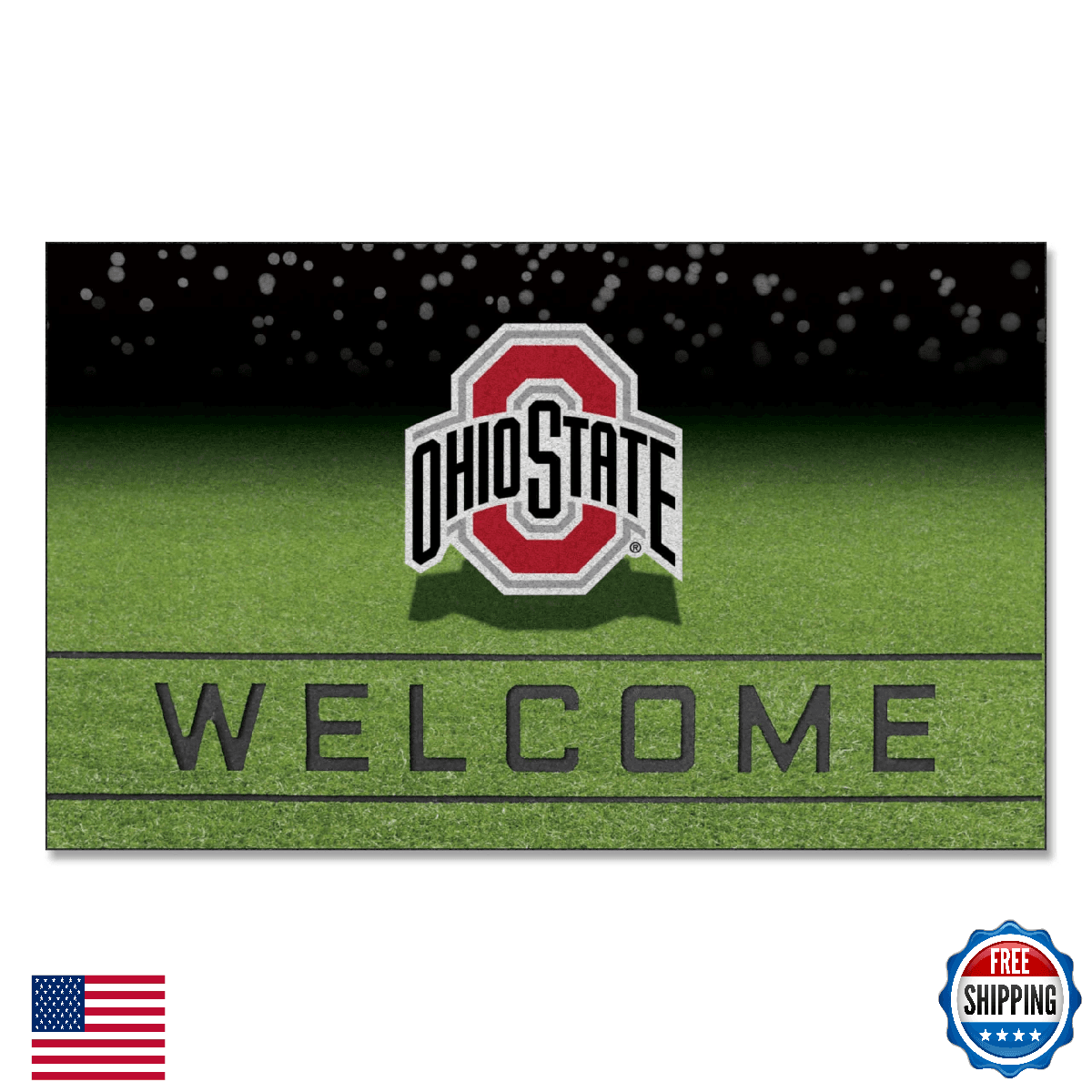 FANMATS Ohio State Buckeyes Crumb Rubber 18x30 Outdoor Door Mat - Image 1