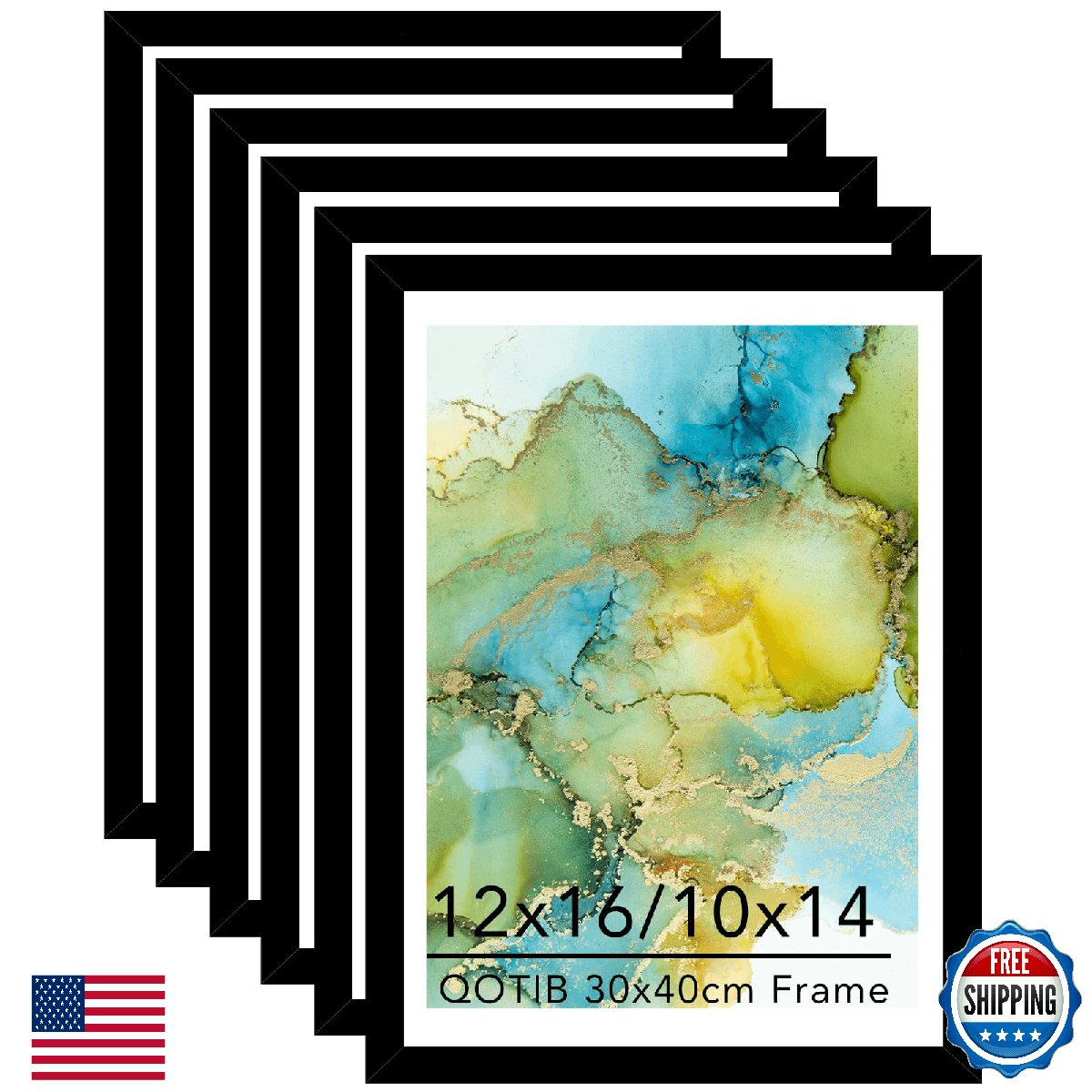 12x16 Frame Set of 6 Black with 10x14 Mat, for 30 x 40cm Diamond Art Painting, D - Image 1