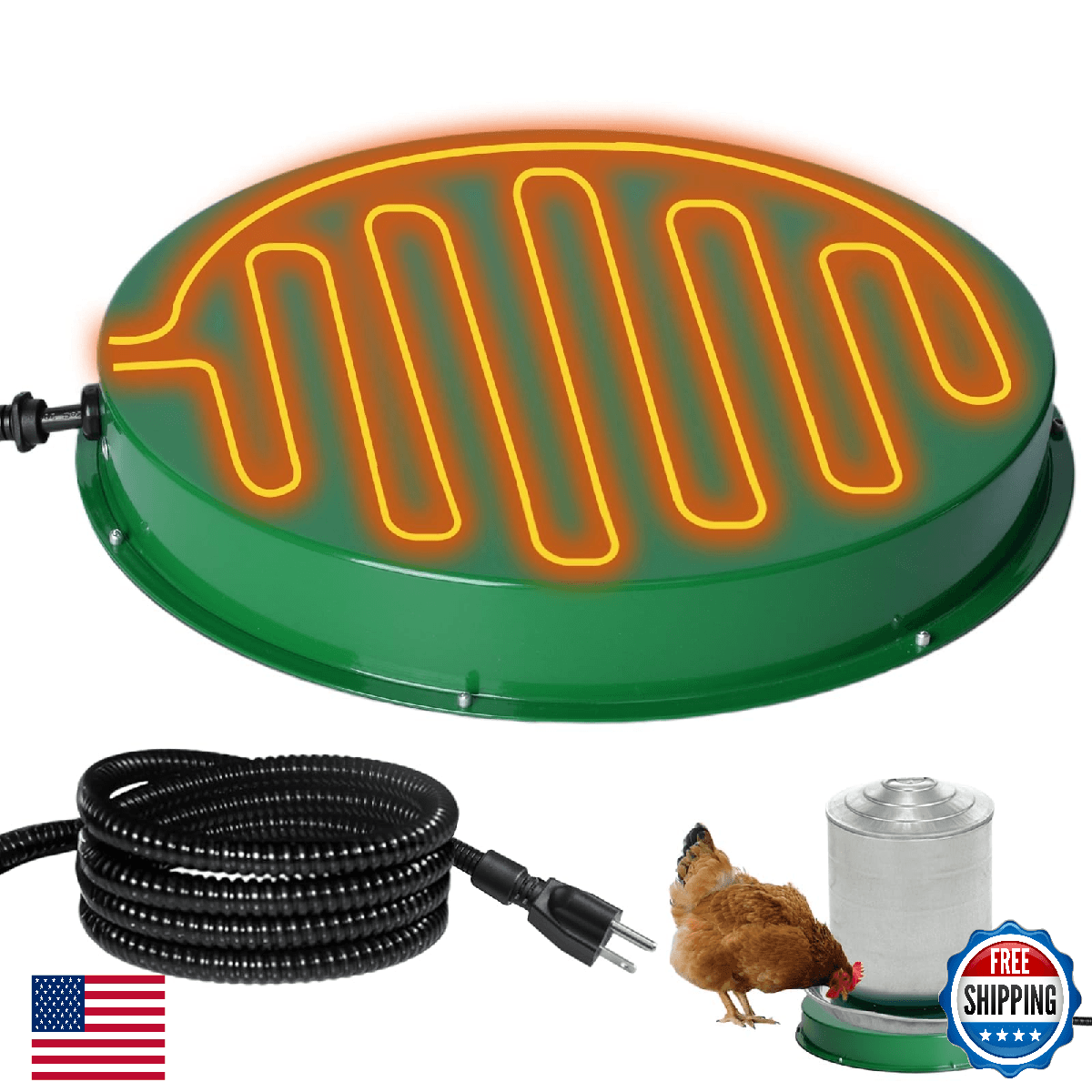 Shaledig Chicken Water Heater for Winter 12.4", 125W Thermostat Chicken Drinker - Image 1