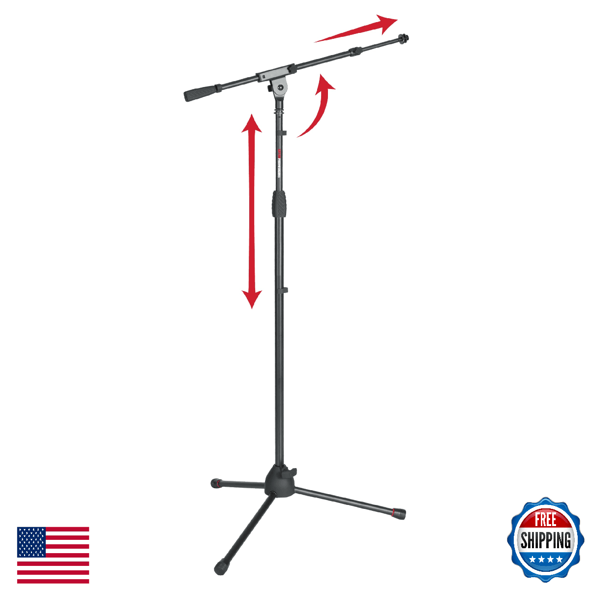 Gator Frameworks Tripod Mic Stand with Boom Arm & Soft Grip Twist Clutch Height - Image 1