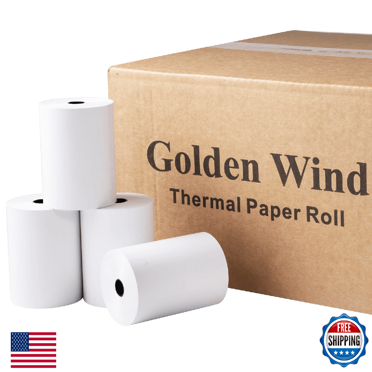 20x GOLDEN WIND 3 1/8"x250' Thermal Receipt Paper Rolls for POS Printers - Image 1