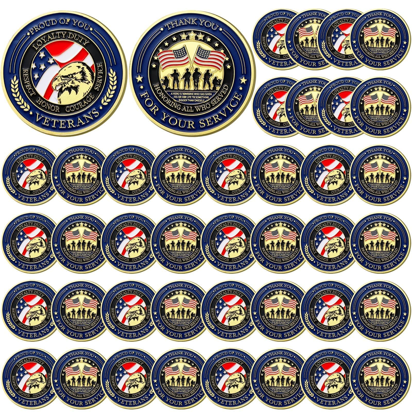 Landical 40 Pcs Military Challenge Coins Collection Set Bulk 250th Anniversary V - Image 1