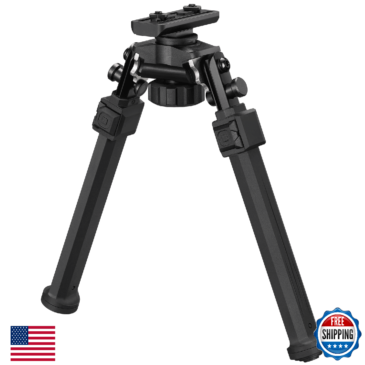 MidTen Tactical Bipod M-Rail Swivel Tilt Sturdy Height Adj. 7.8-10.6" - Image 1