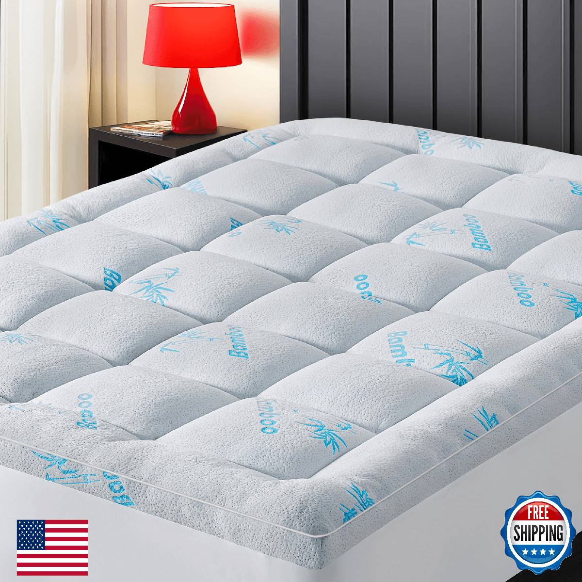KELTARO King Size Mattress Topper Bamboo Viscose Thick Pocket Mattress Pad 78x80 - Image 1