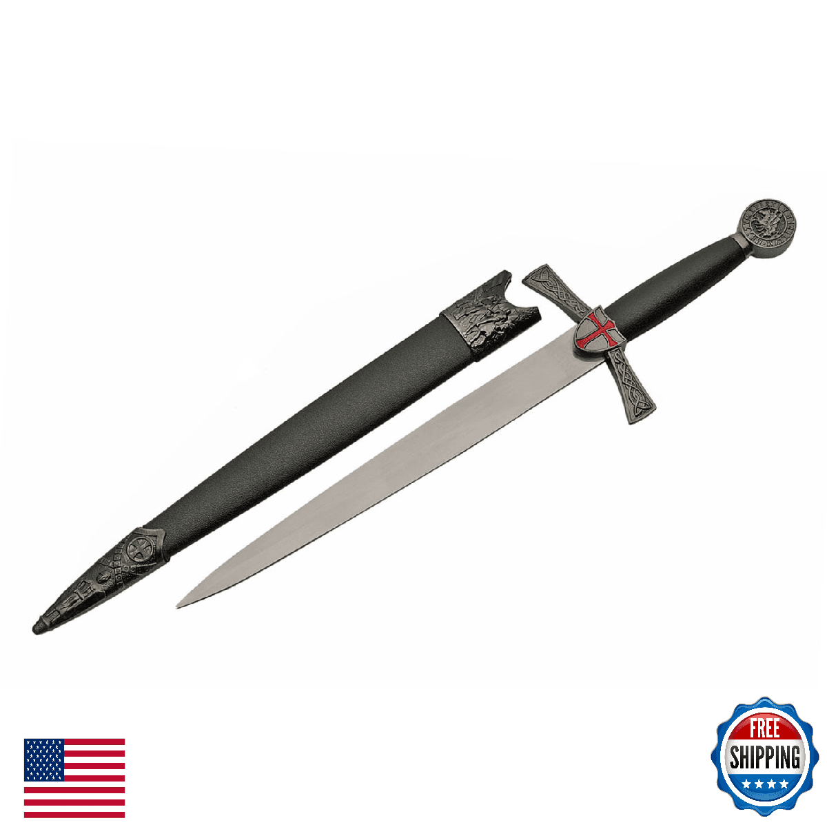 SZCO Supplies Knights Templar Dagger Medieval Knife 16" Stainless Steel Blade - Image 1
