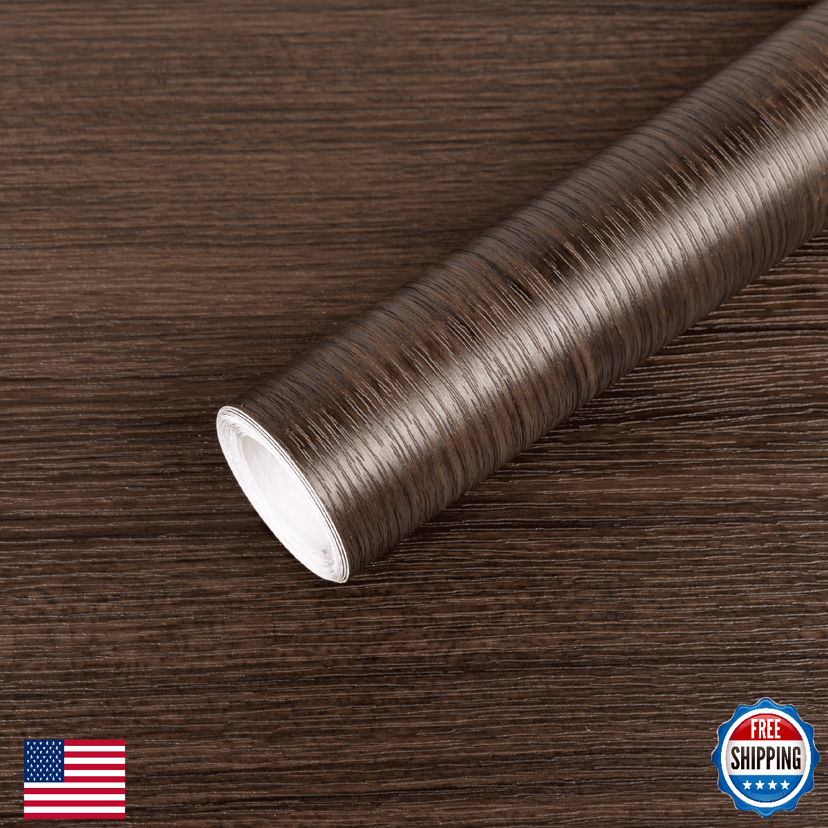 Anmon Dark Brown Walnut Wood Contact Paper Peel & Stick Waterproof Wallpaper - Image 1