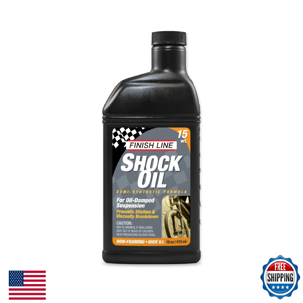 Finish Line 15wt Suspension Shock Oil 16oz Semi-Synthetic Bike Fork Fluid - Image 1