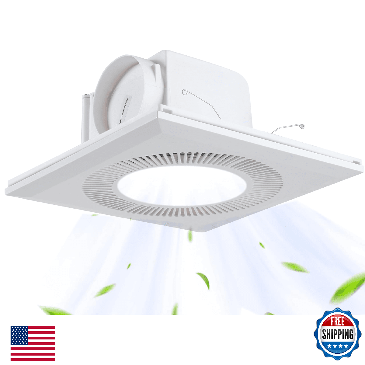 MEOZRI Bathroom Exhaust Fan with LED Light Ceiling Mount Ventilation Fan 136 CFM - Image 1