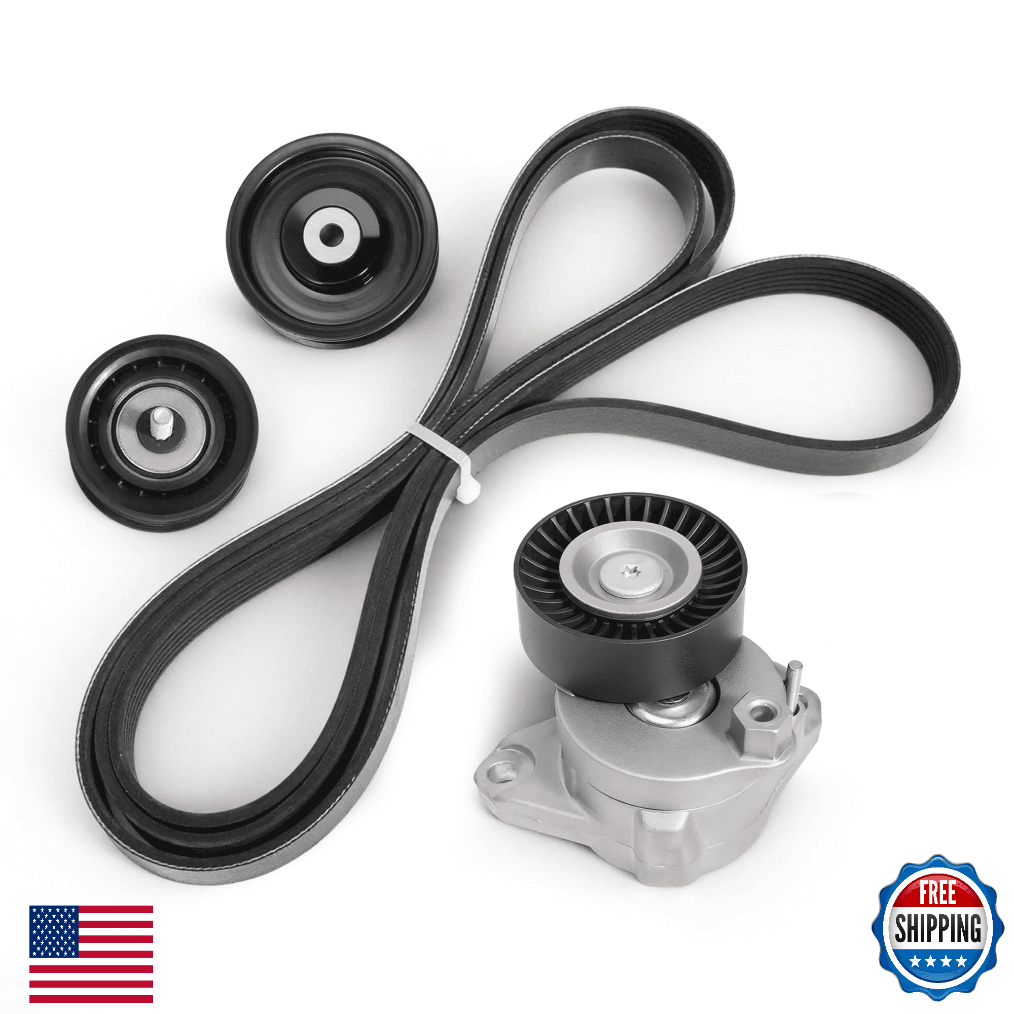 Drive Belt Tensioner Idler Pulley Serpentine Kit Mercedes C350 CLK350 - Image 1