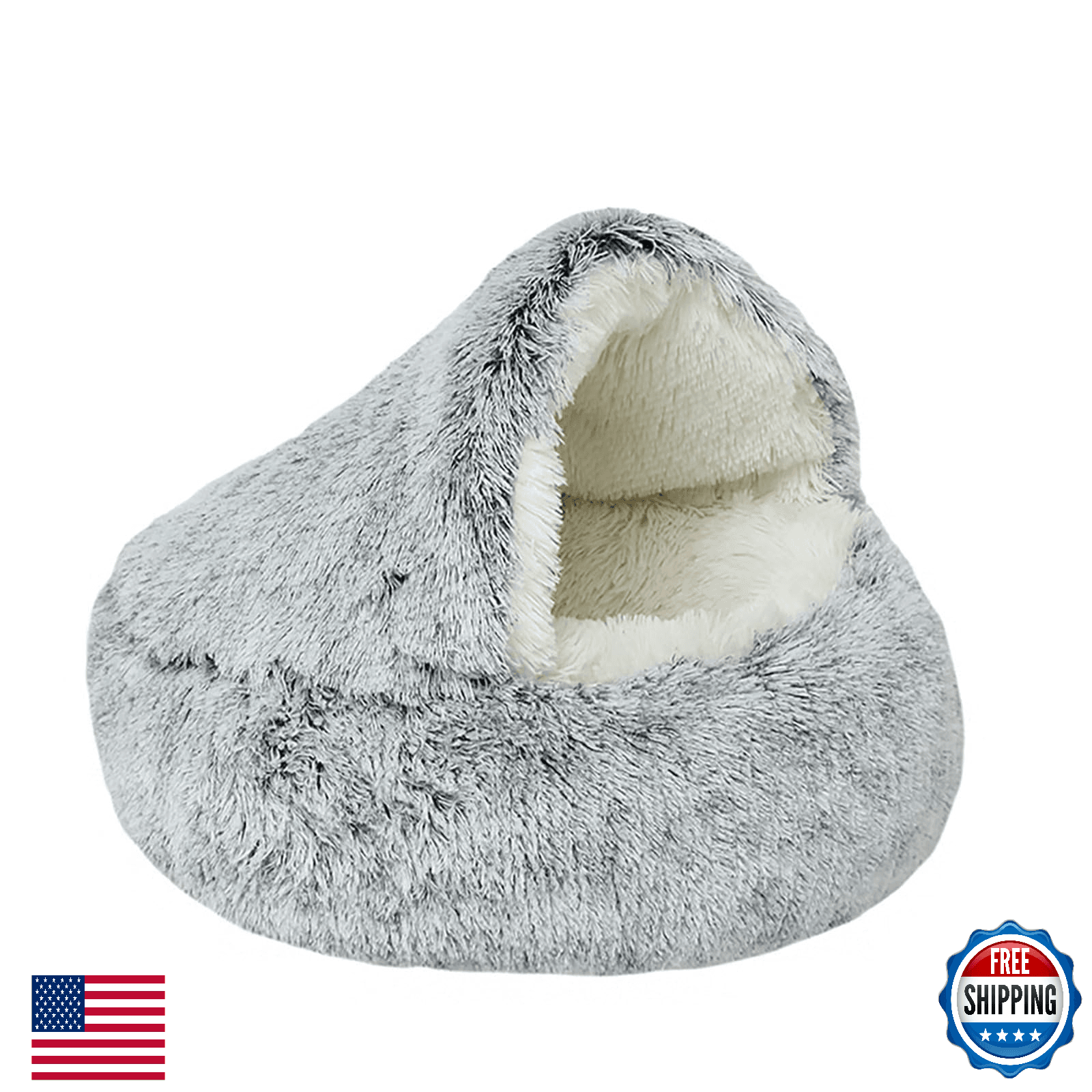 NTUQCAW Dog Cave Bed for Small Dogs Cats Pets, Anti Anxiety Calming Plush Dog Be - Image 1