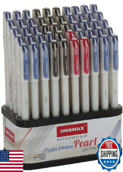 UNOMAX Geltron Pearl Gel Pen - 50 Pens (35 Blue, 12 Black, 3 Red) - Image 1