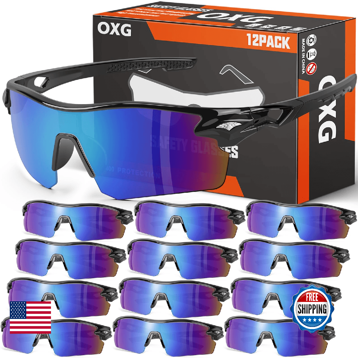 OXG 12 Pack Safety Glasses for Men Women ANSI Z87.1 Impact Resistant Protective - Image 1