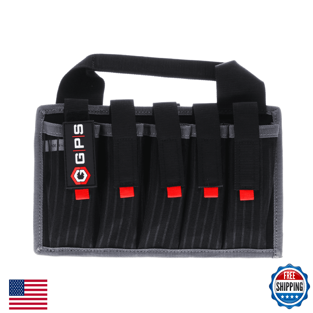 GPS Pistol Magazine Tote - Holds 10 Mags, Adj Hook/Loop Tabs - Image 1