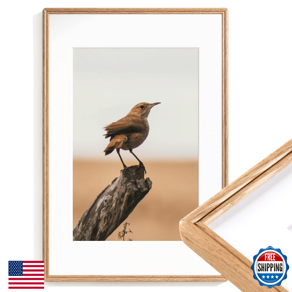 16x24 Poster Frame, Natural USA-Sourced Solid Oak Wood Picture Frame with High T - Image 1